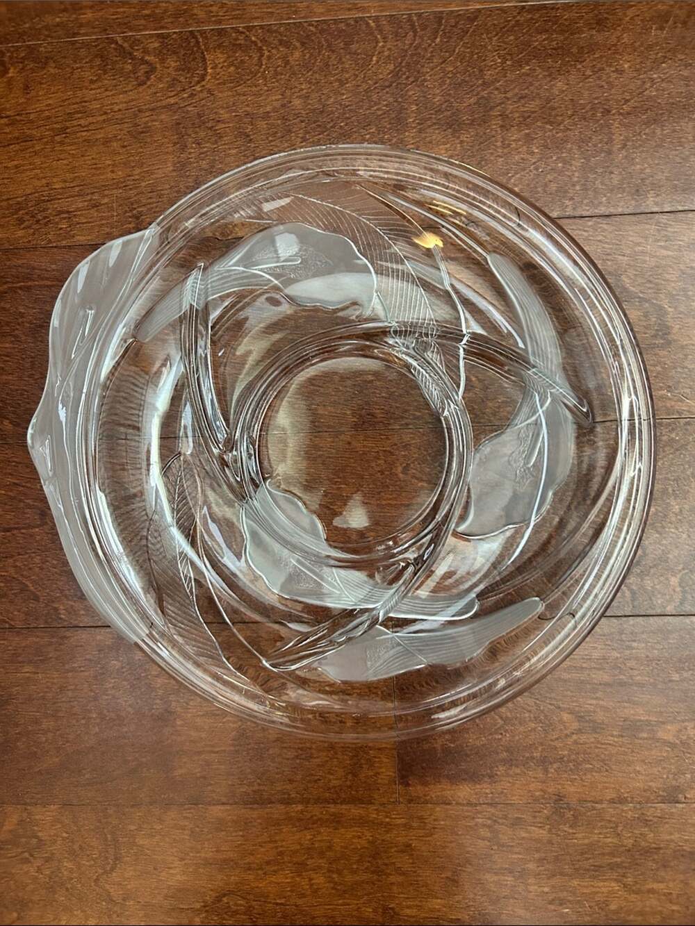 Vintage Calla Lily Divided Serving Platter, Frosted and Clear Glass Combo,